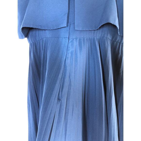 Jill Jill Stuart Dress Pleated Popover Sleeveless Square Neck Maxi Gown Blue 2 - Picture 5 of 10